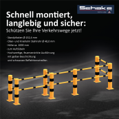 Impact protection railing | plug-in system | Crossbar made of  48 mm, | tube length 1400 mm for center distance 1500 mm | with fixing rods